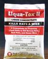 Liqua-Tox II is a liquid concentrate rodenticide created by Bell Laboratories, noted for its outstanding rodent acceptance and control of Norway Rats, Roof Rats, and House Mice. Liqua-Tox II offers exceptional quality control when conditions are dry.