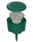 Rockwell Labs - Border Patrol system is a durable plastic bait station with four downward openings under the lid to easily let in pests and keep moisture out. It has a keyless, snap on lid and a simple anchor spike on the bottom.